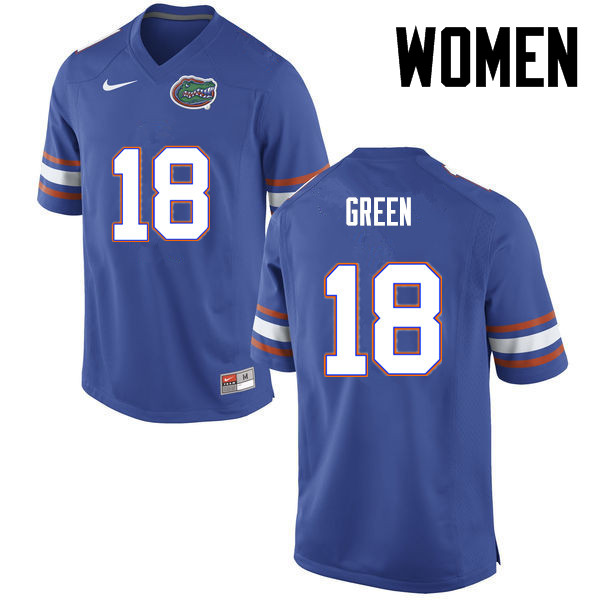 Women Florida Gators #18 Daquon Green College Football Jerseys-Blue